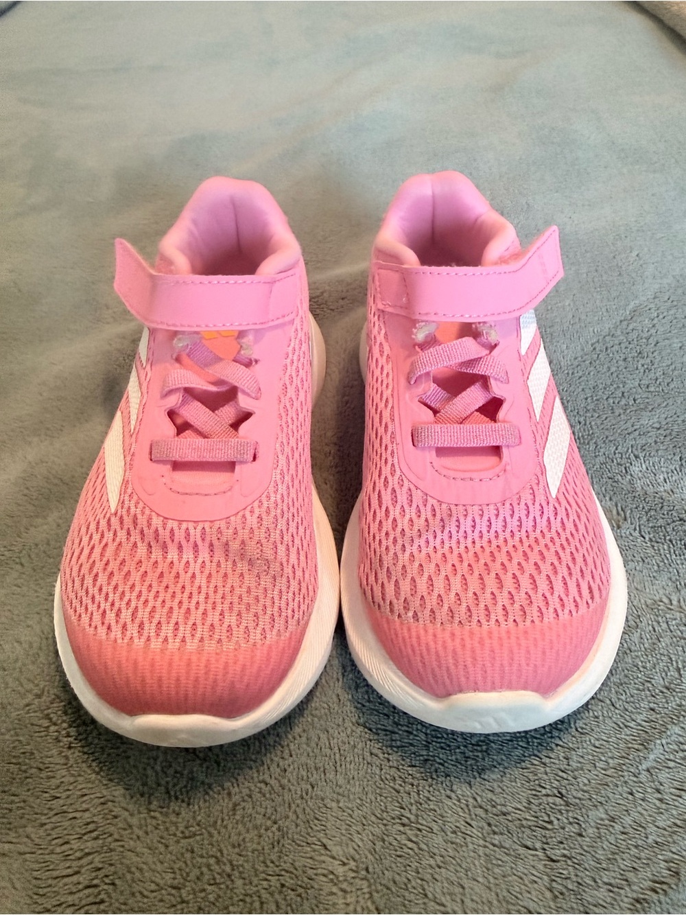 Pink adidas Duramo SL Kids Athletic Sneakers with Hook-and-Loop Strap